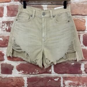 American Eagle Highest Rise Mom Shorts Women's 4 Tan Distressed Worn Look